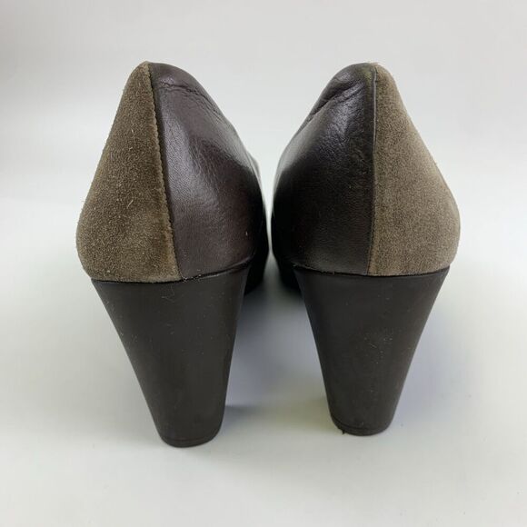Wonders Leather Pump Slip On Brown Tan Suede Round Toe Block Heel Womens 38 7.5 - Picture 6 of 16